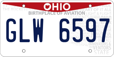 OH license plate GLW6597
