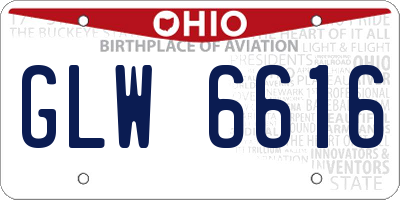 OH license plate GLW6616