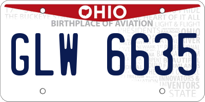 OH license plate GLW6635