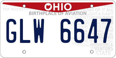 OH license plate GLW6647
