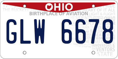 OH license plate GLW6678
