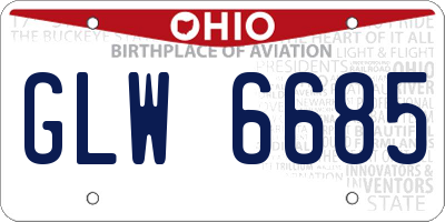 OH license plate GLW6685