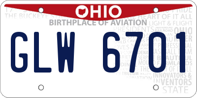 OH license plate GLW6701