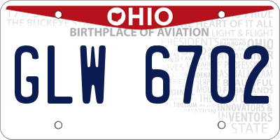 OH license plate GLW6702