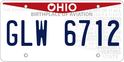 OH license plate GLW6712