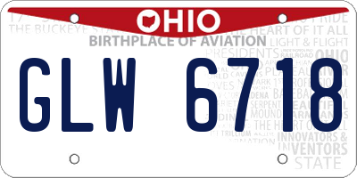 OH license plate GLW6718
