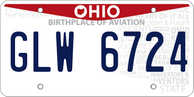 OH license plate GLW6724