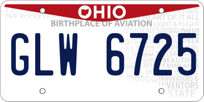 OH license plate GLW6725