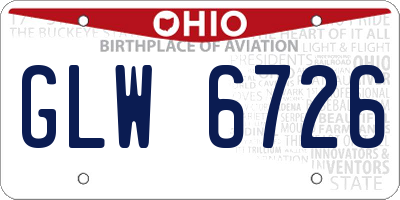 OH license plate GLW6726