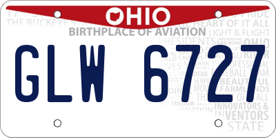 OH license plate GLW6727