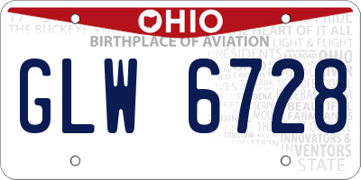 OH license plate GLW6728