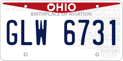 OH license plate GLW6731