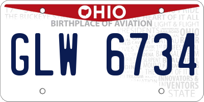 OH license plate GLW6734