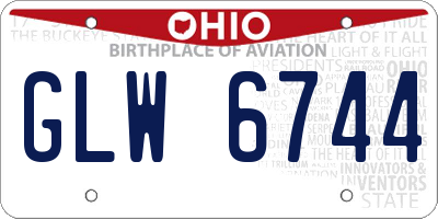 OH license plate GLW6744