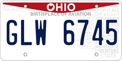 OH license plate GLW6745
