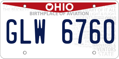 OH license plate GLW6760