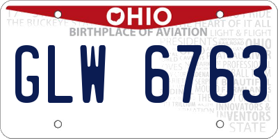 OH license plate GLW6763