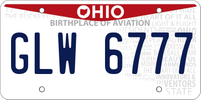 OH license plate GLW6777