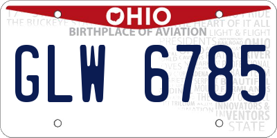 OH license plate GLW6785