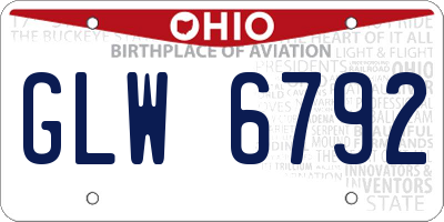 OH license plate GLW6792