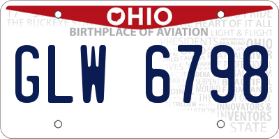 OH license plate GLW6798