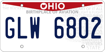 OH license plate GLW6802