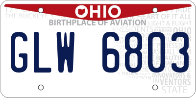 OH license plate GLW6803