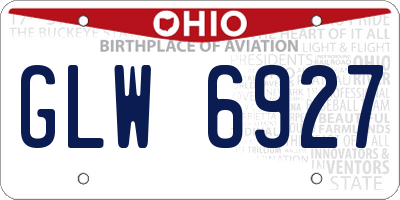 OH license plate GLW6927