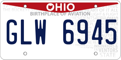 OH license plate GLW6945