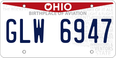 OH license plate GLW6947