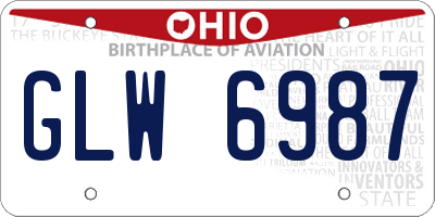 OH license plate GLW6987
