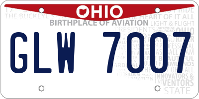 OH license plate GLW7007