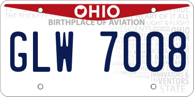 OH license plate GLW7008
