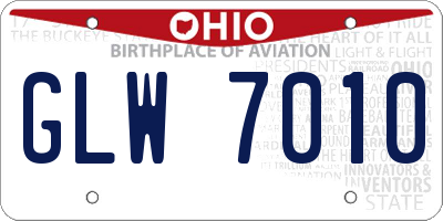 OH license plate GLW7010