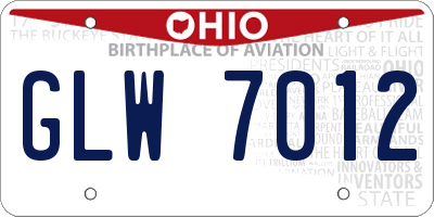 OH license plate GLW7012