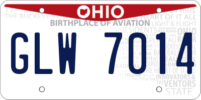 OH license plate GLW7014