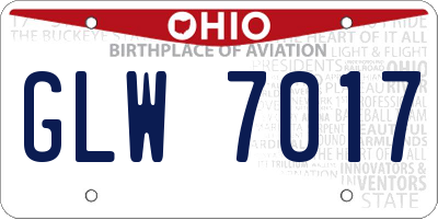 OH license plate GLW7017