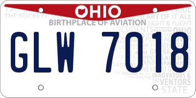 OH license plate GLW7018