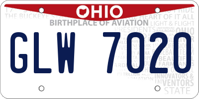 OH license plate GLW7020
