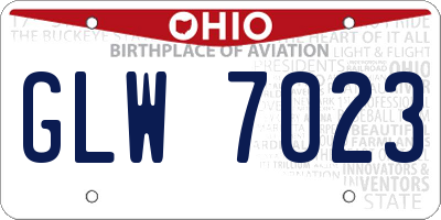 OH license plate GLW7023
