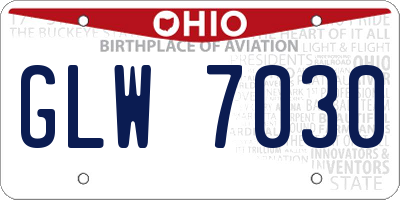 OH license plate GLW7030