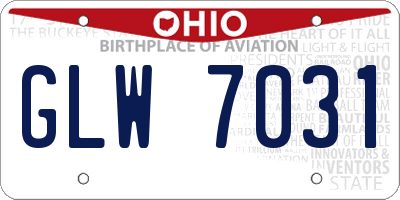 OH license plate GLW7031