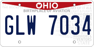 OH license plate GLW7034