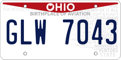OH license plate GLW7043