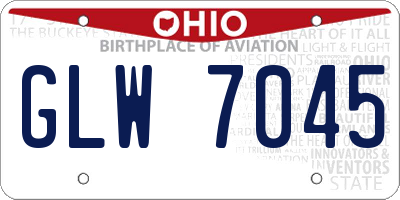 OH license plate GLW7045