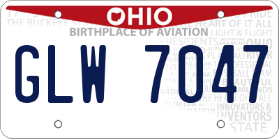OH license plate GLW7047