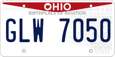 OH license plate GLW7050