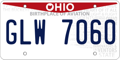 OH license plate GLW7060
