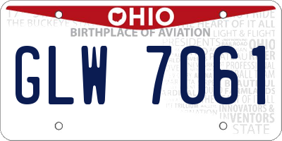 OH license plate GLW7061