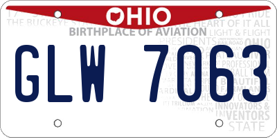 OH license plate GLW7063